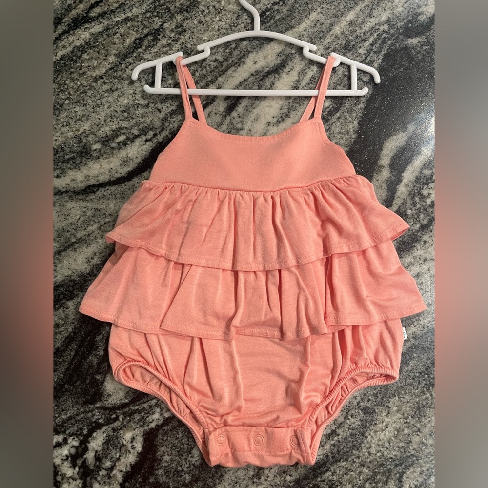 POSH PEANUT - Spring Blossom, ruffled bodysuit, 12-18
